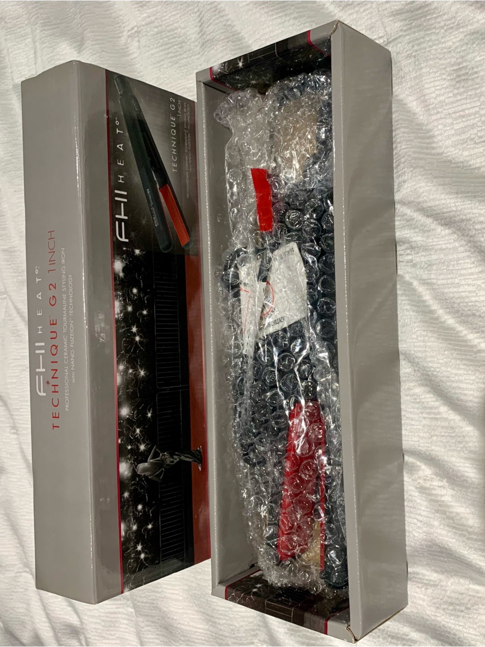 FHI Heat Technique G2 Hair Flat Iron 1” Pro Platform Red Ceramic Plates NEW